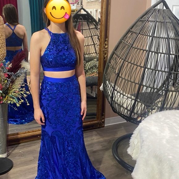 Madison James Royal Blue Two-Piece Gown
